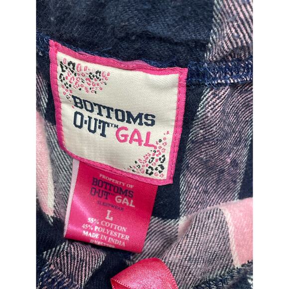 Lot 2 Bottoms Out Gal Pull On Drawstring Waist Flannel Sleep Pants Plaid Women L - Picture 5 of 16
